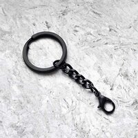Кольцо 25 мм с цепочкой и карабином (цвет черный)